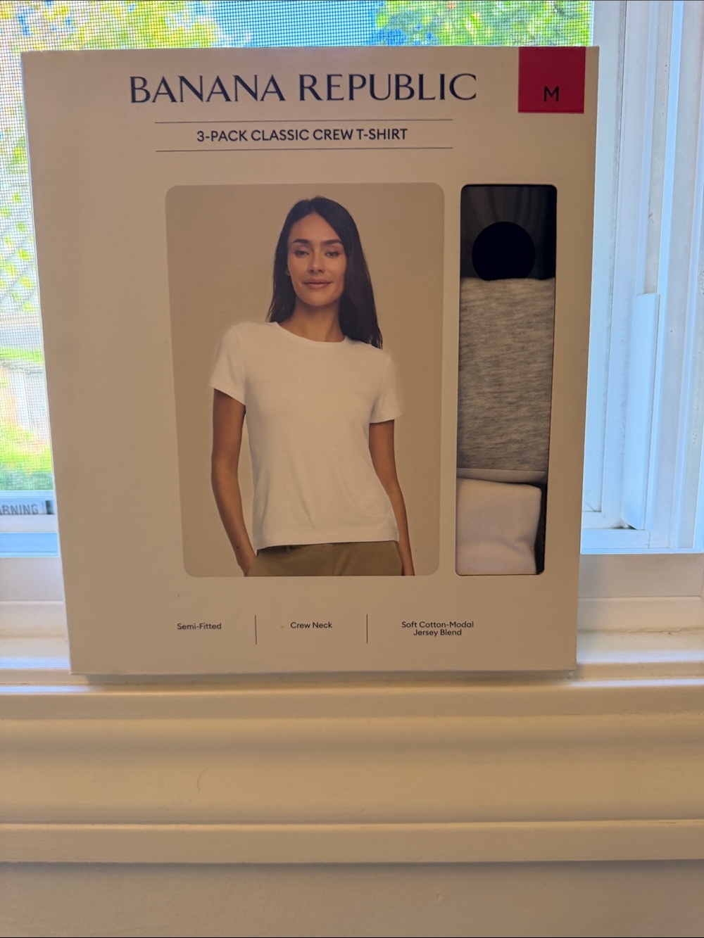 Banana Republic 3-Pack Classic Crew Tees - White & Heather Gray